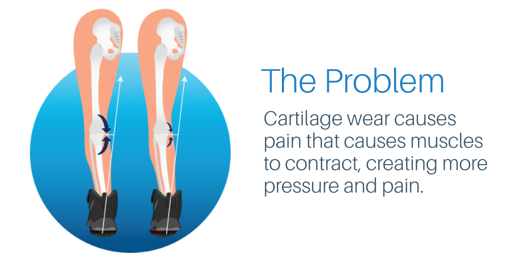 The Problem: Cartilage wear causes pain that causes muscles to contract, creating more pressure and pain.